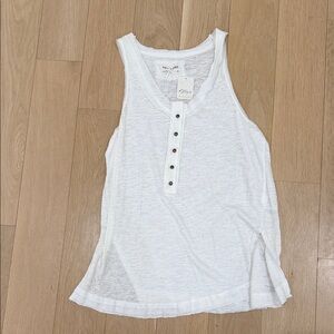 We The Free White Buttoned Tank Top
